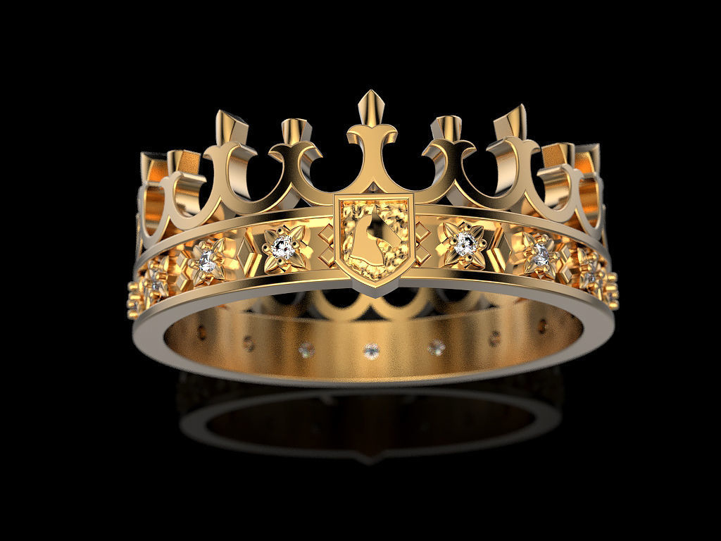 Crown Ring  3D print model_3