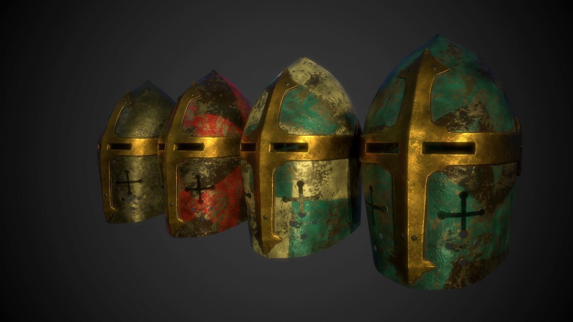 Helm No5 with 4 different skins Free low-poly 3D model_0