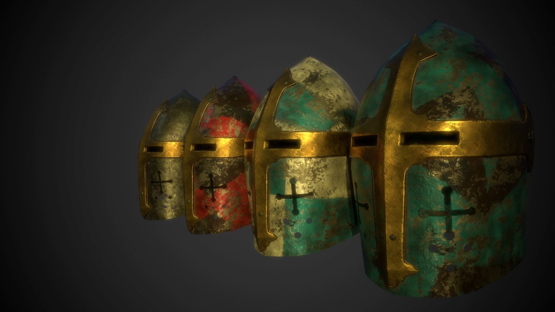 Helm No5 with 4 different skins Free low-poly 3D model_1