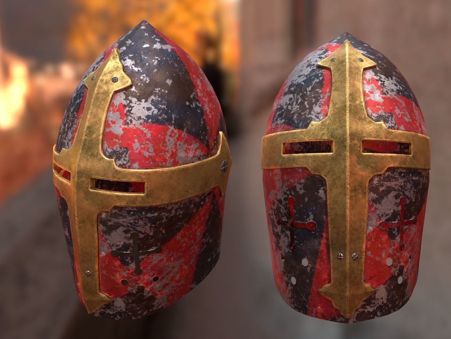 Helm No5 with 4 different skins Free low-poly 3D model_7