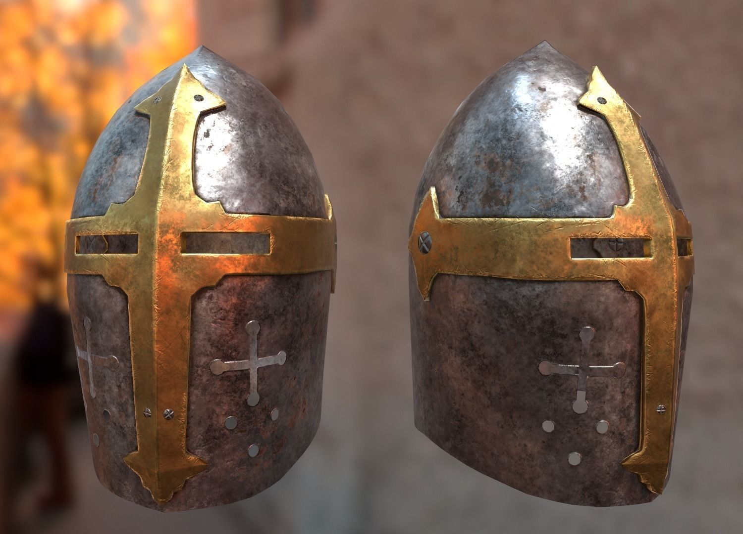 Helm No5 with 4 different skins Free low-poly 3D model_3