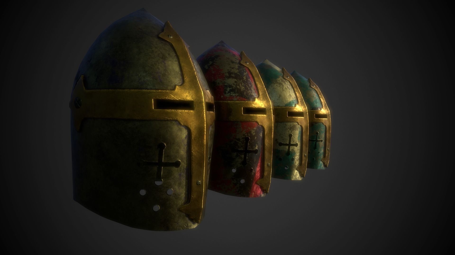 Helm No5 with 4 different skins Free low-poly 3D model_2