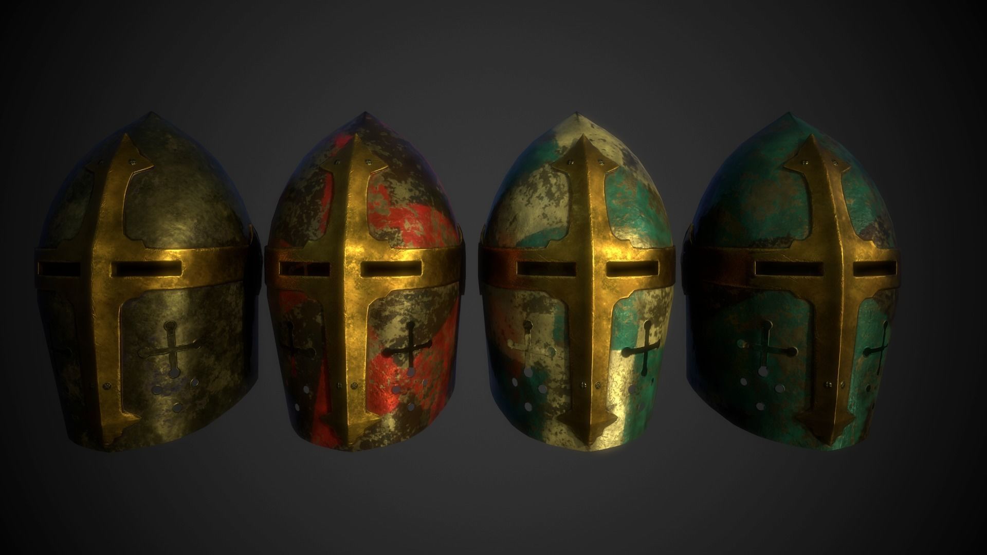 Helm No5 with 4 different skins Free low-poly 3D model_4