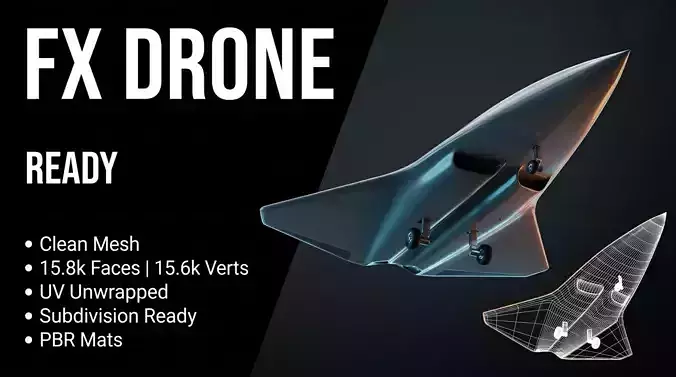 Low-Poly FPV Drone Game-Ready UAV FBX OBJ