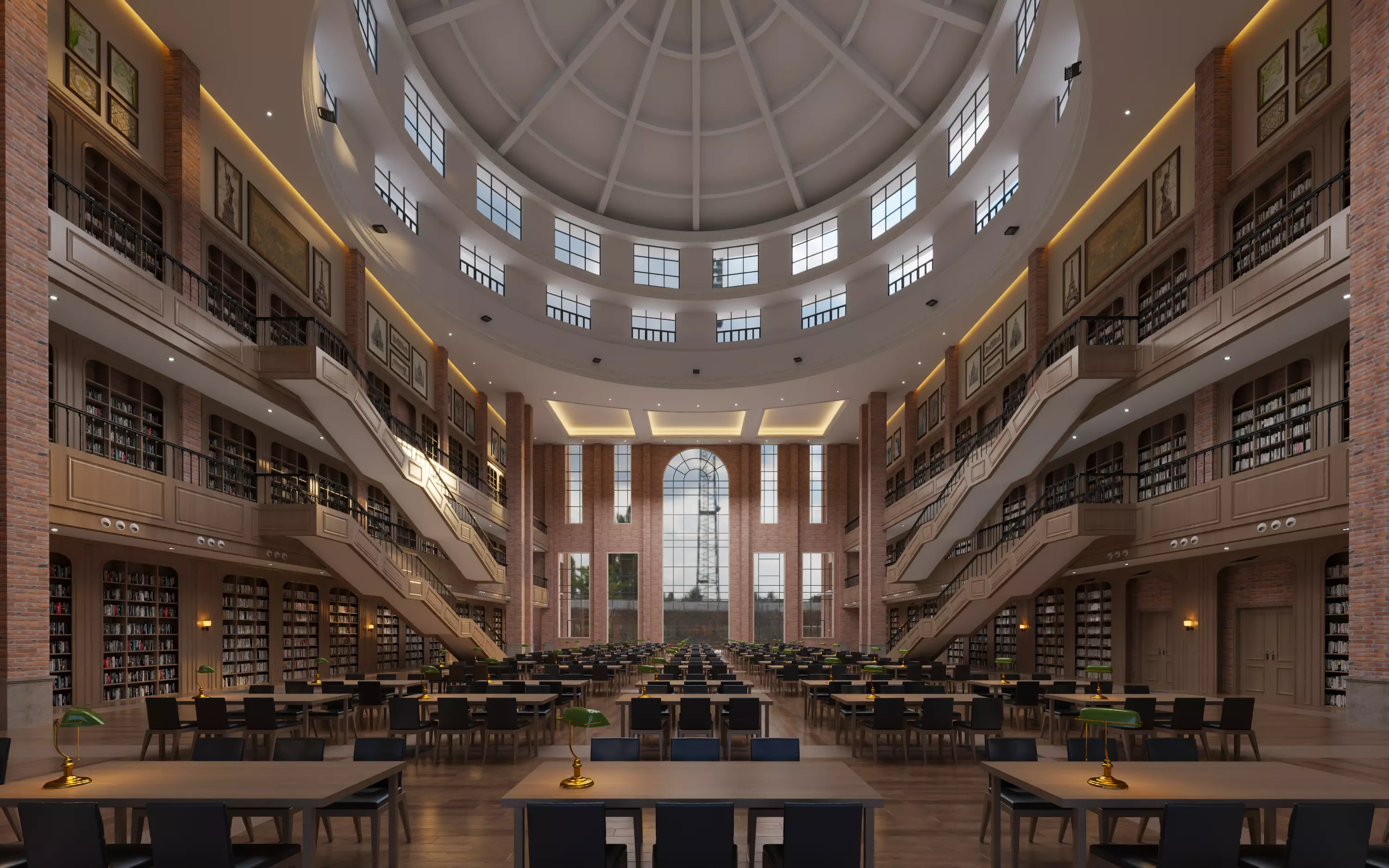 Classic Grand Library Interior 3D model