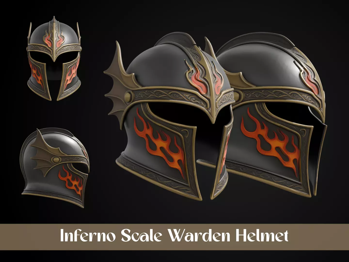 Stylized Dragonbound Helmet - Inferno Scale Warden Free 3D print model