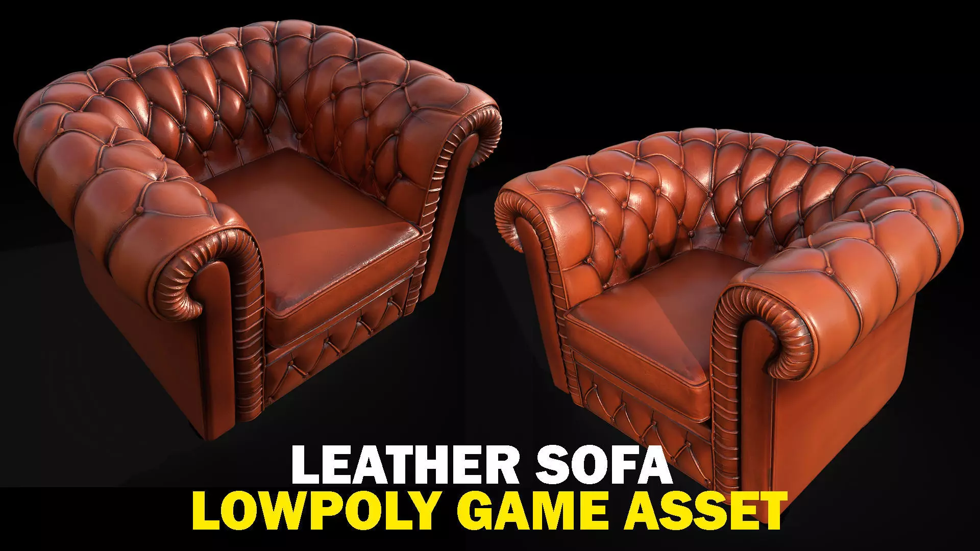leather sofa lowpoly game asset Low-poly 3D model