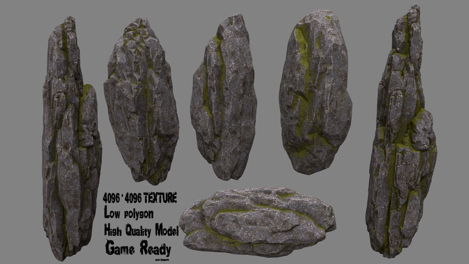 Stone rocks Low-poly 3D model_1