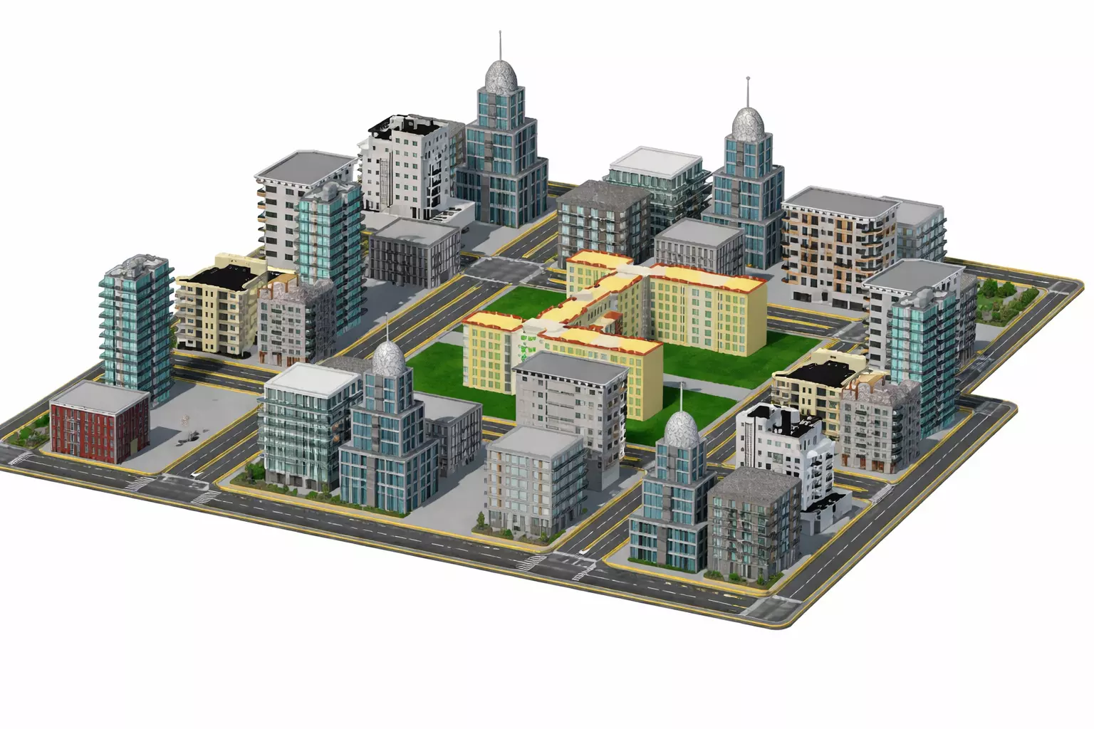 city Modular Low Poly City Pack Free 3D model