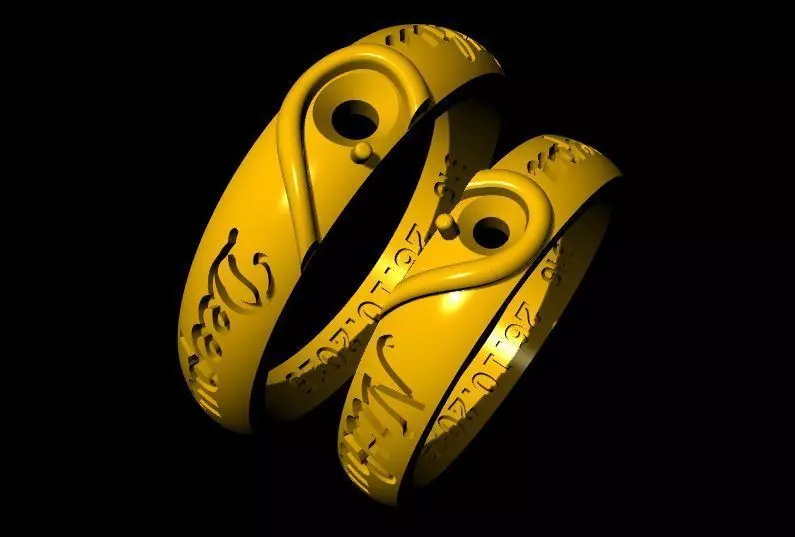 solitaire couple band ring 3dm file 3D print model