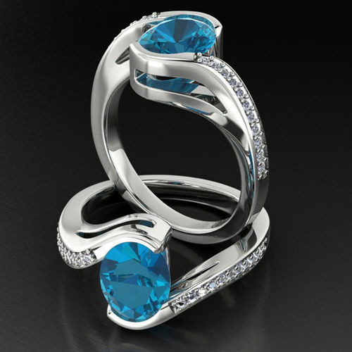 Bypass Oval Gemstone 9x7 Ring 3D print model