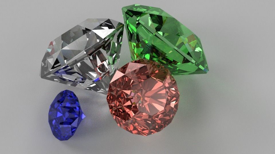 Diamonds colored Low-poly 3D model_0
