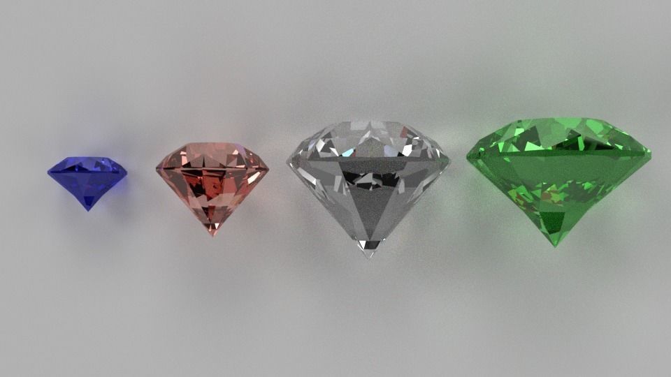 Diamonds colored Low-poly 3D model_2