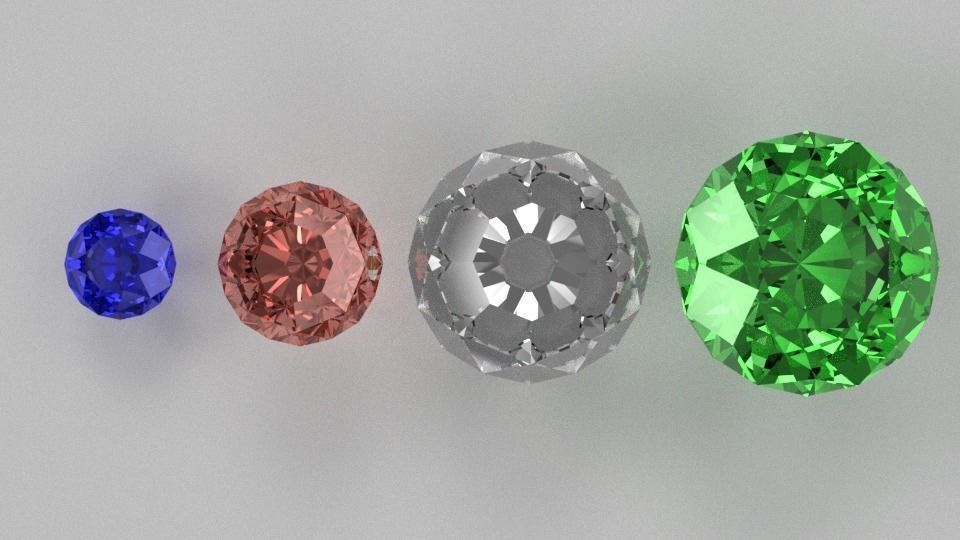 Diamonds colored Low-poly 3D model_3