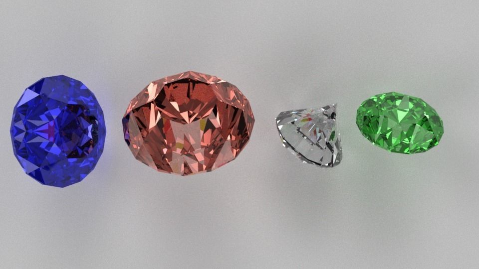 Diamonds colored Low-poly 3D model_4