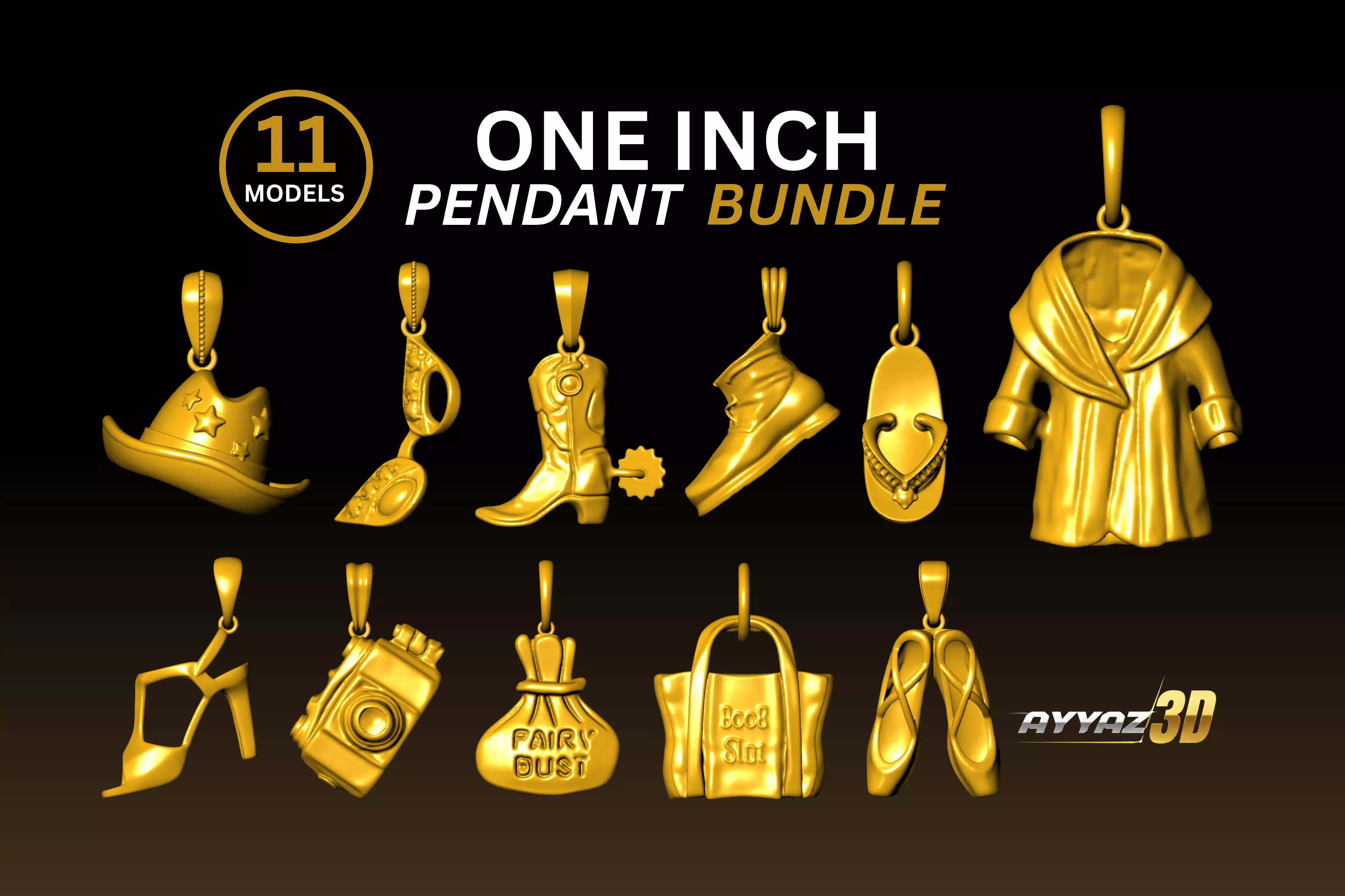 Stylish Accessories Pendant STL Bundle - Fashion Charms Pack 3D print model