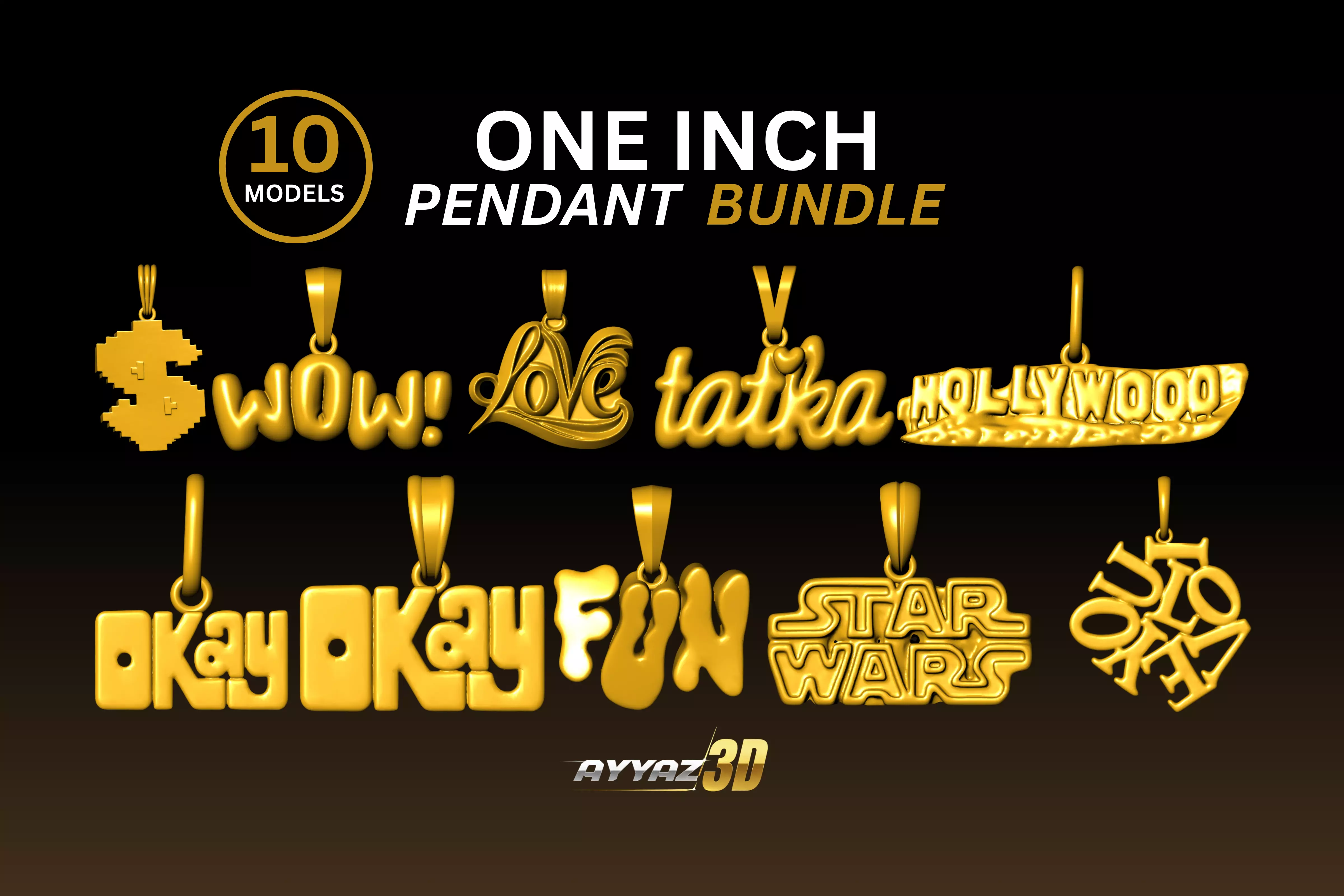 Word Pendant STL Bundle Love Fun Quote Charms Collection Free 3D print model