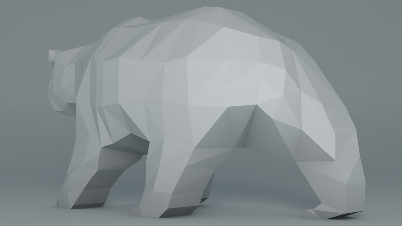 Grizzly Bear Cartoon Low Poly Low-poly 3D model_4