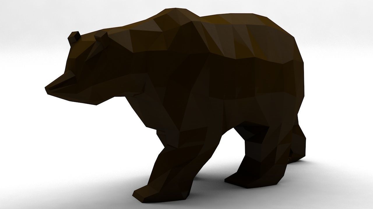 Grizzly Bear Cartoon Low Poly Low-poly 3D model_3