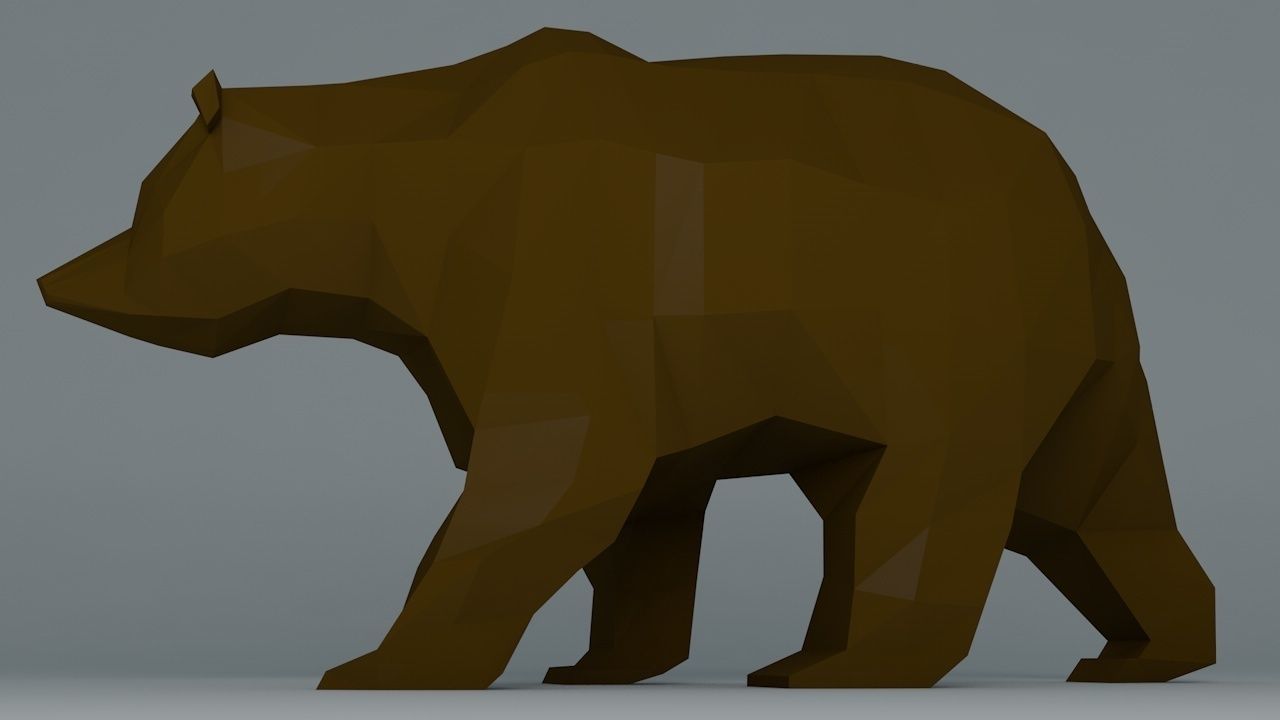 Grizzly Bear Cartoon Low Poly Low-poly 3D model_1
