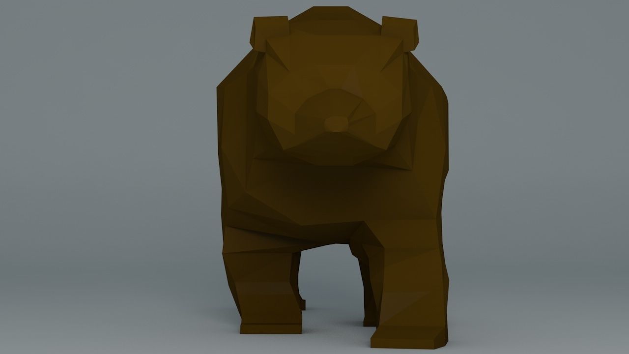 Grizzly Bear Cartoon Low Poly Low-poly 3D model_2