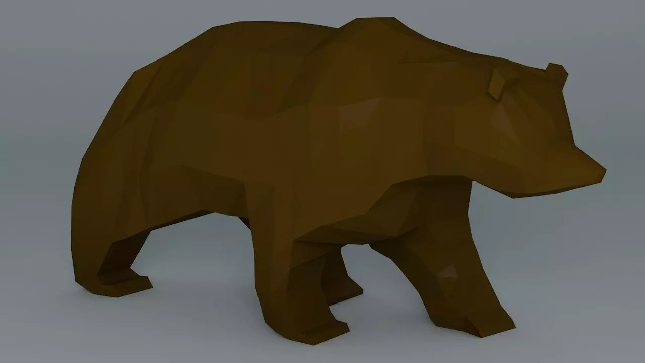 Grizzly Bear Cartoon Low Poly Low-poly 3D model_0