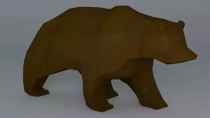 Grizzly Bear Cartoon Low Poly Low-poly 3D model