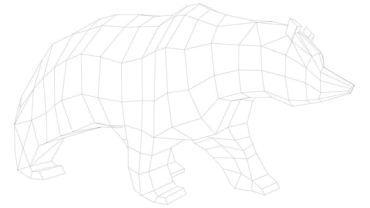 Grizzly Bear Cartoon Low Poly Low-poly 3D model_5