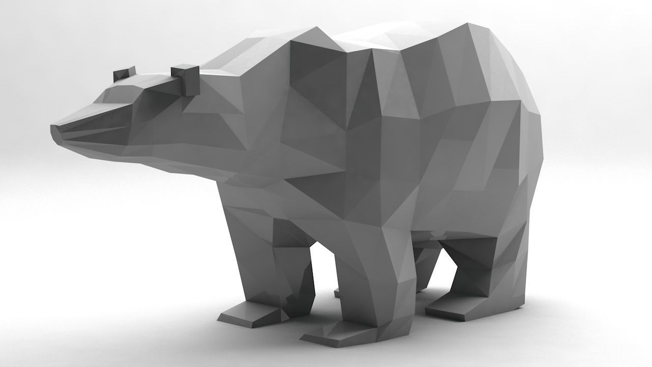 Polar Bear Cartoon Low Poly Low-poly 3D model_2