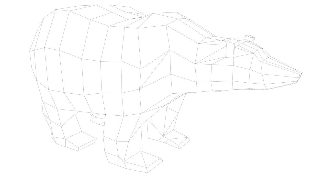 Polar Bear Cartoon Low Poly Low-poly 3D model_5