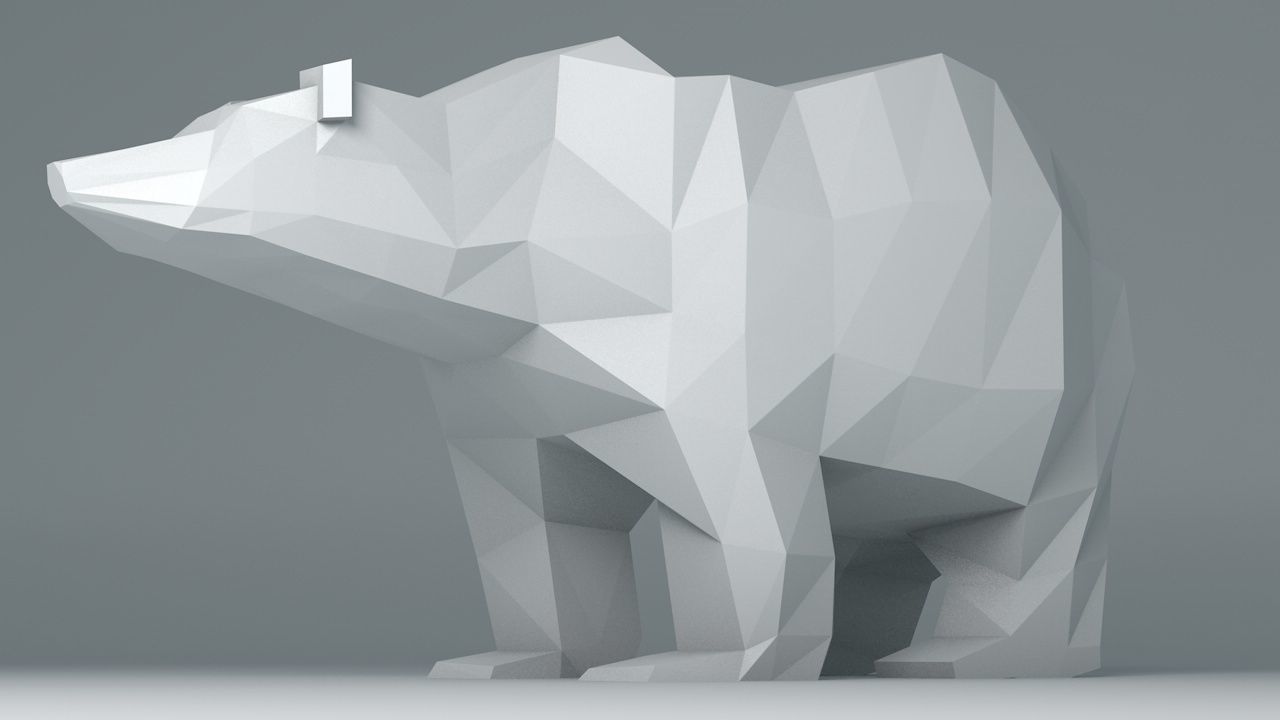 Polar Bear Cartoon Low Poly Low-poly 3D model_1