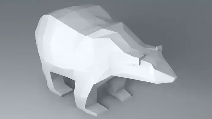 Polar Bear Cartoon Low Poly Low-poly 3D model