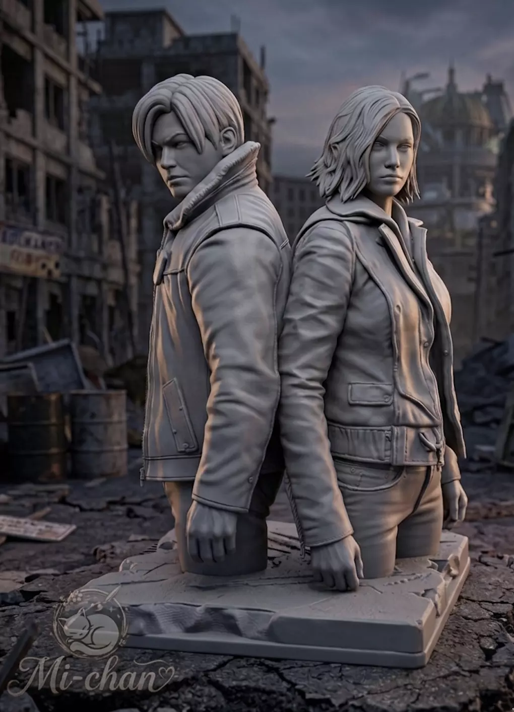 Resident Evil Leo and Grace pre supported resin ready 3D print model