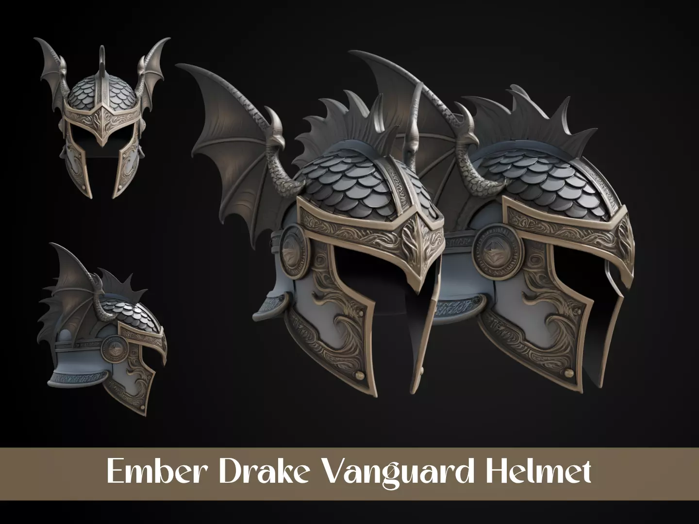 Stylized Dragonbound Helmet - Ember Drake Vanguard 3D print model