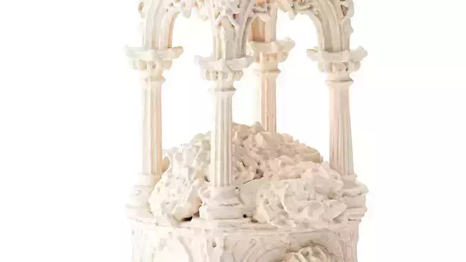 Wedding cake ruffled decor Gothic columns pastry  3D model 6