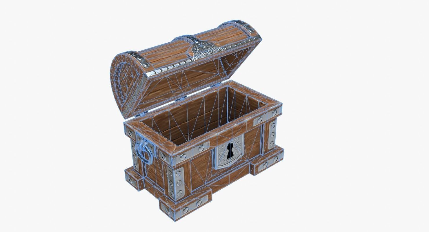 Wooden Chest Low-poly 3D model_7