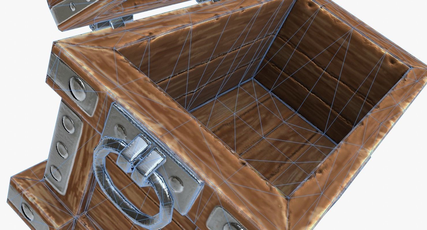 Wooden Chest Low-poly 3D model_9