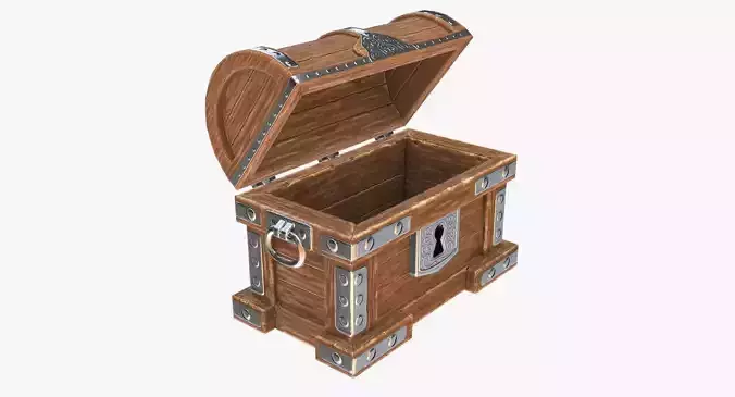 Wooden Chest Low-poly 3D model