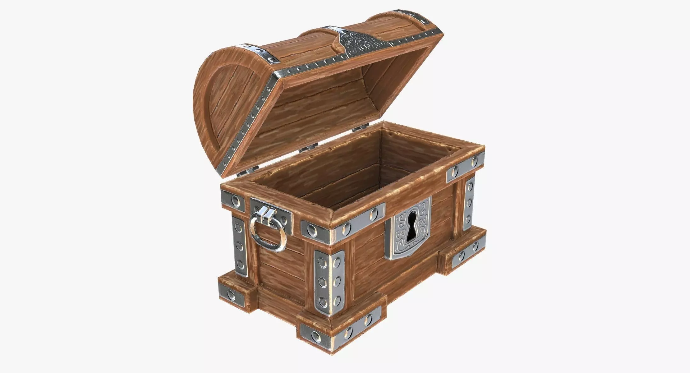 Wooden Chest Low-poly 3D model_0