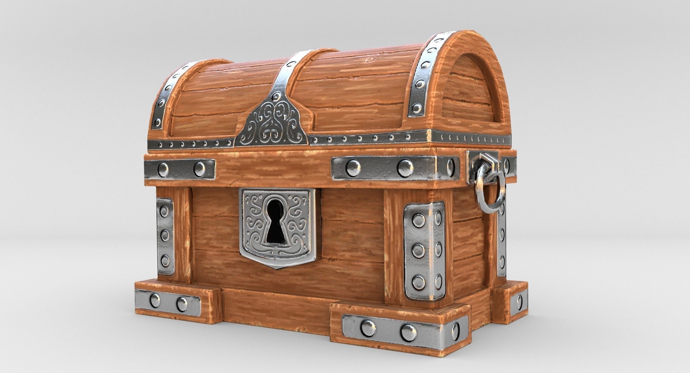 Wooden Chest Low-poly 3D model_3