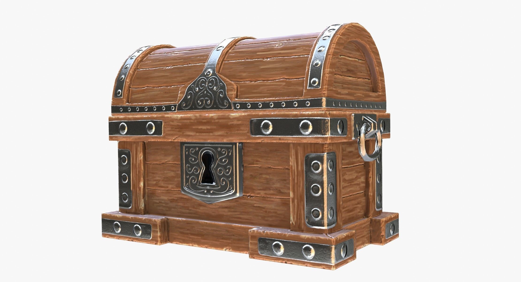 Wooden Chest Low-poly 3D model_2