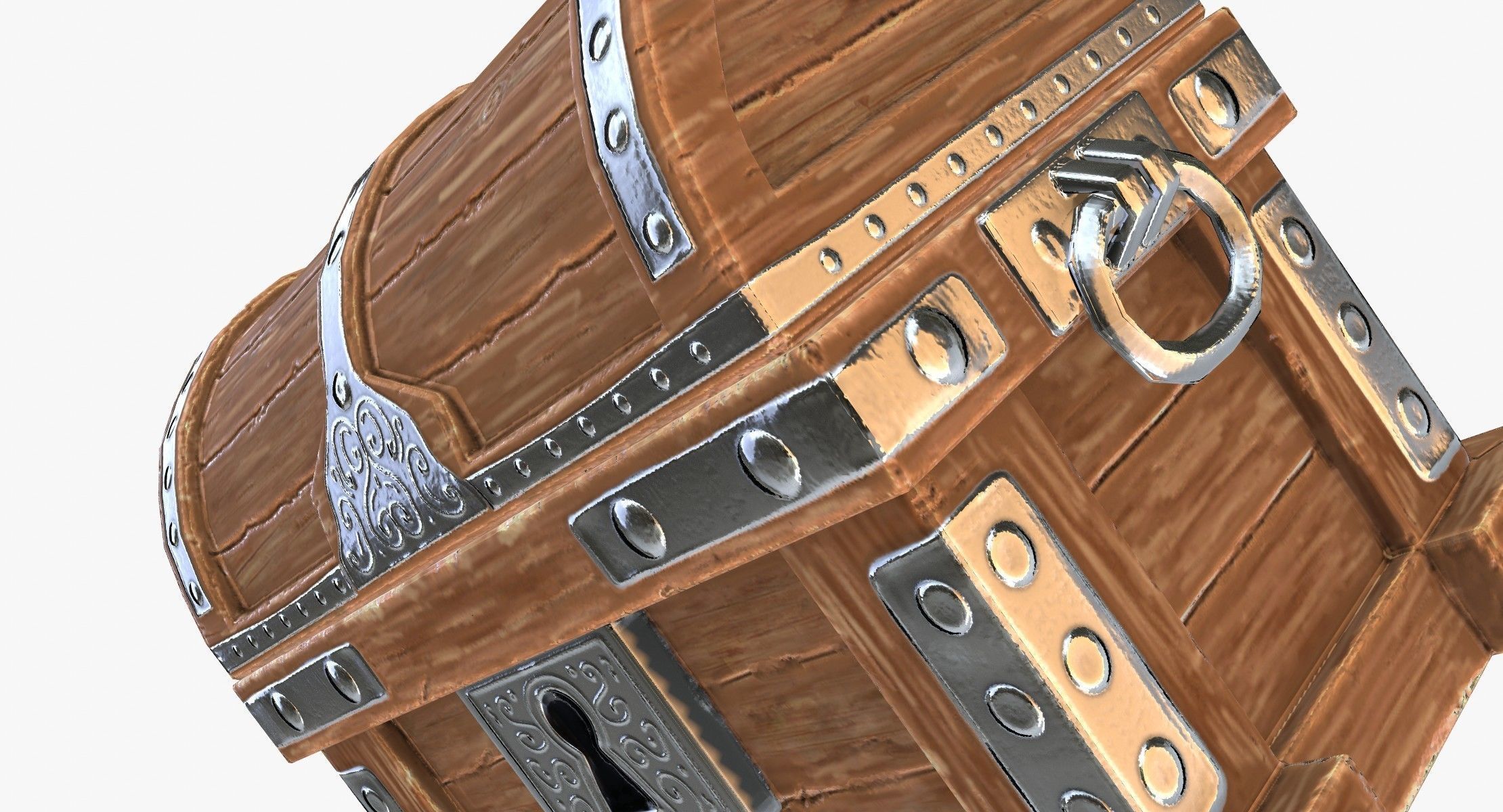 Wooden Chest Low-poly 3D model_5