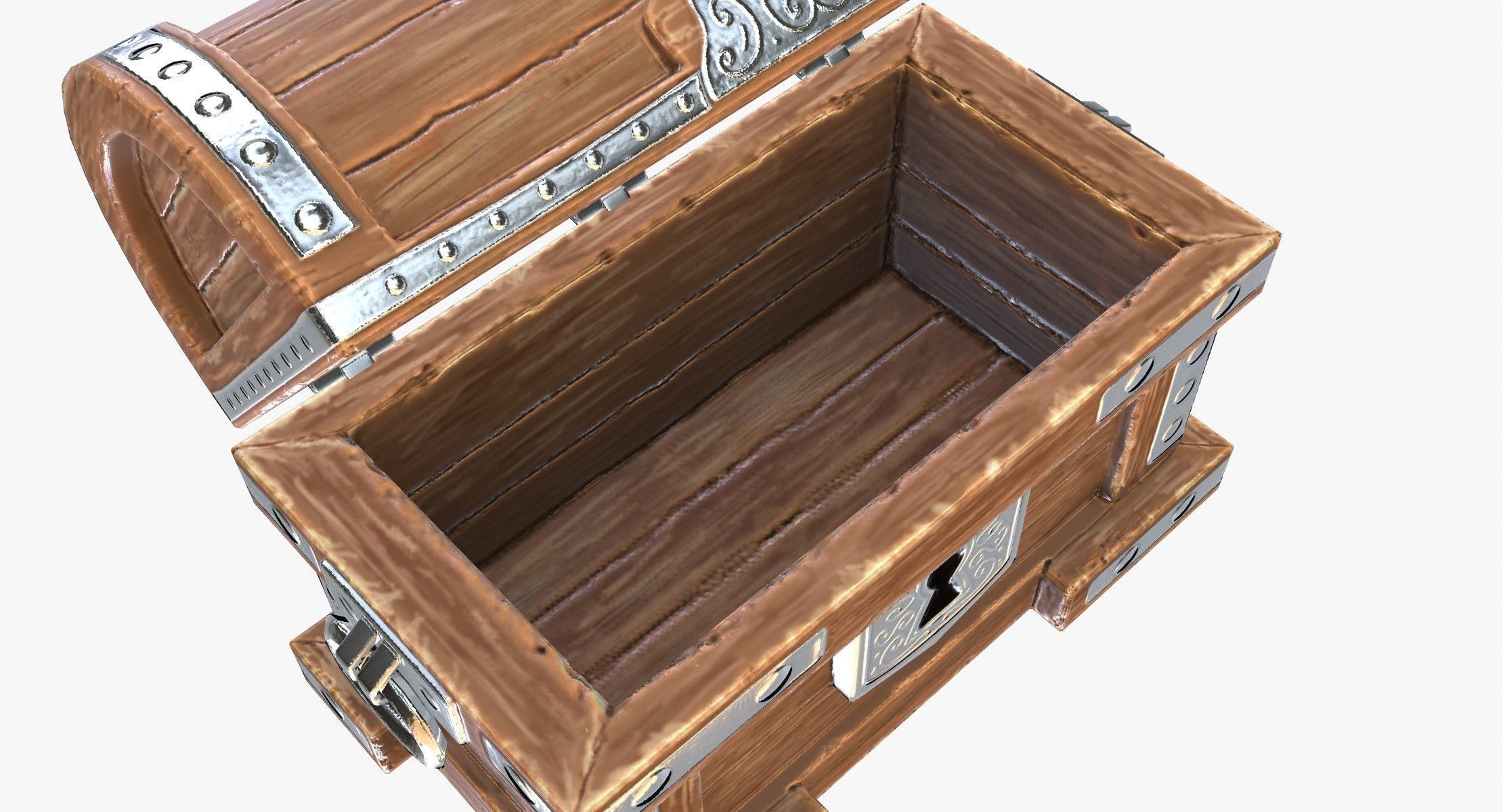 Wooden Chest Low-poly 3D model_4