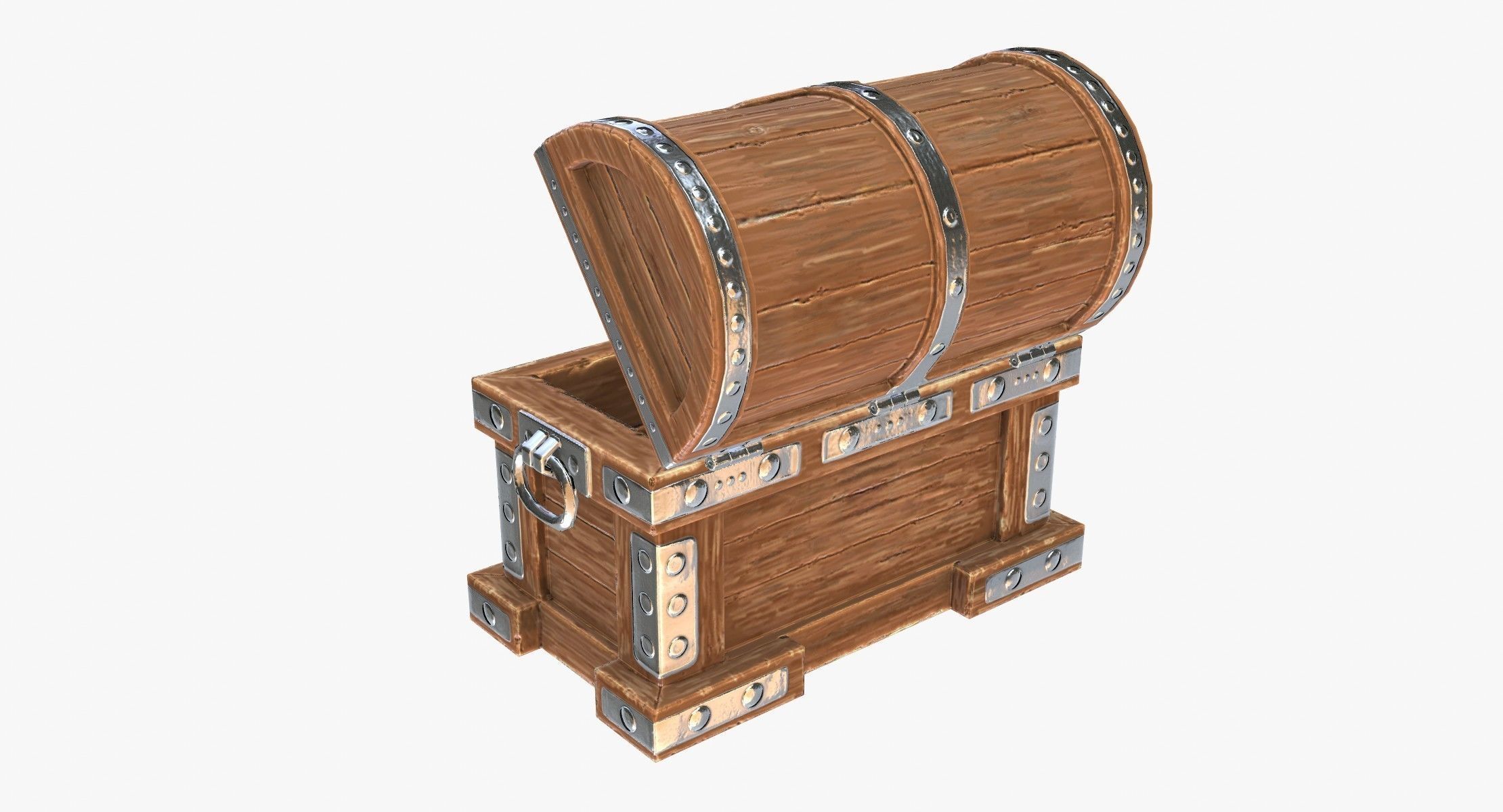 Wooden Chest Low-poly 3D model_1