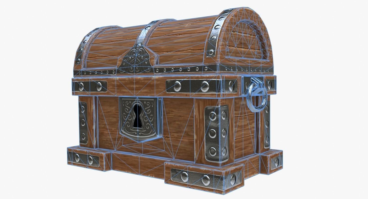Wooden Chest Low-poly 3D model_8