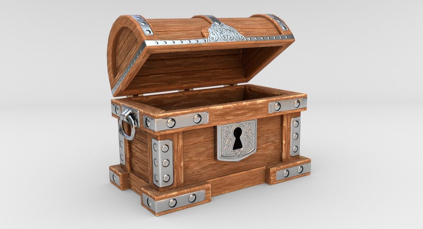 Wooden Chest Low-poly 3D model_6