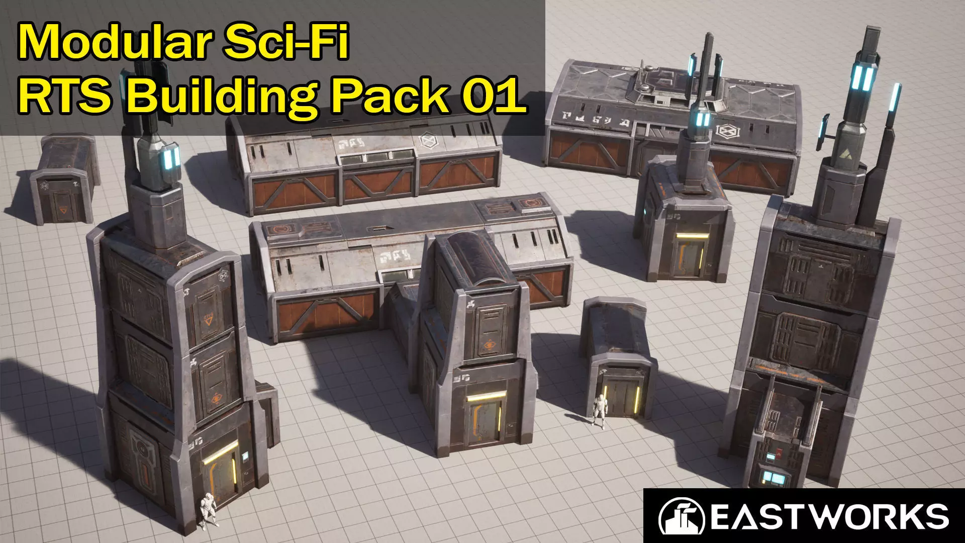 Modular Sci-Fi RTS Buildings Pack 01 Low-poly 3D model