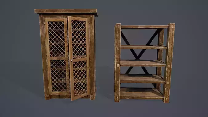 Wooden Cabinet Shelf PBR