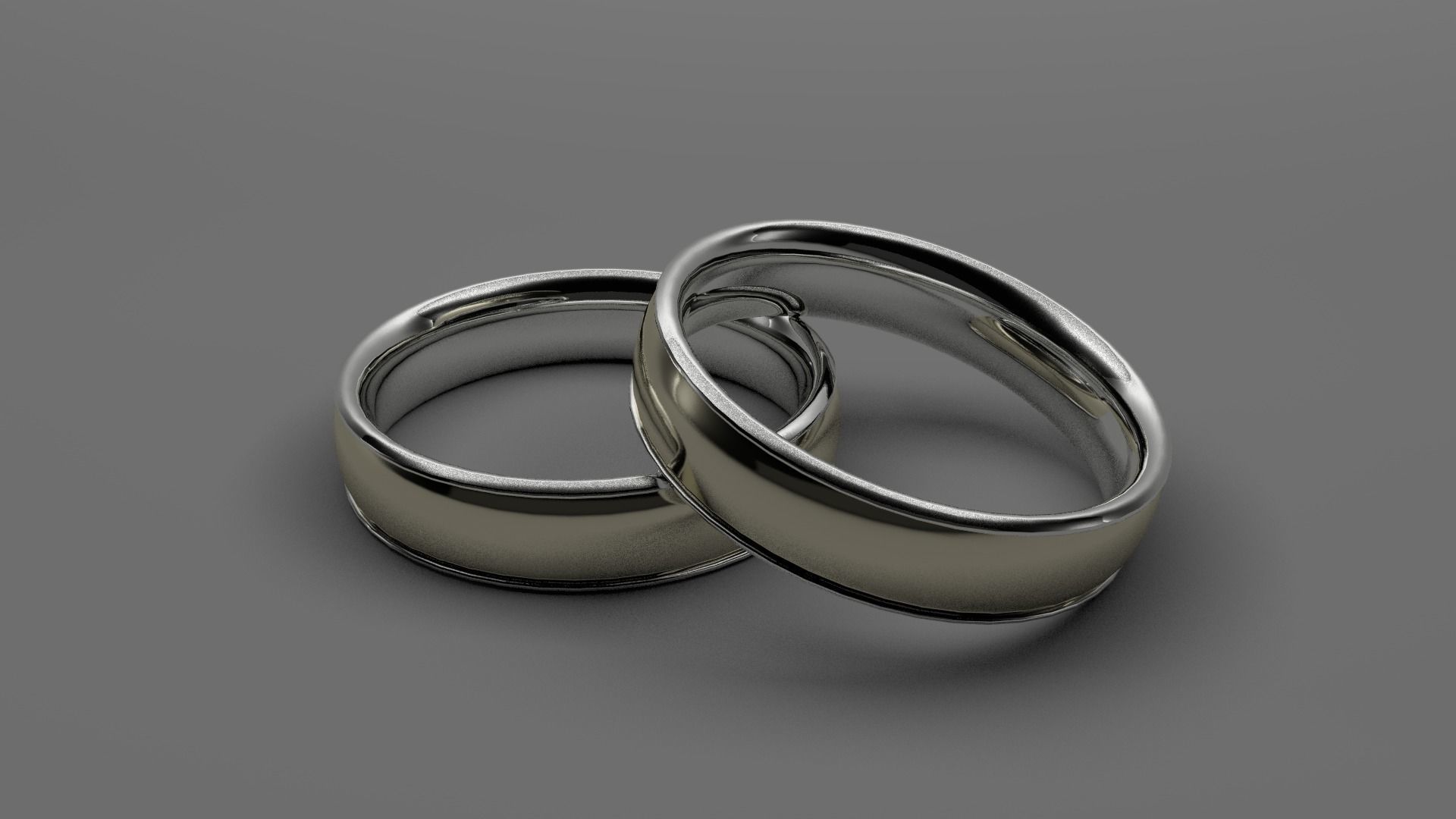 Gold and Silver Ring Free low-poly 3D model_0