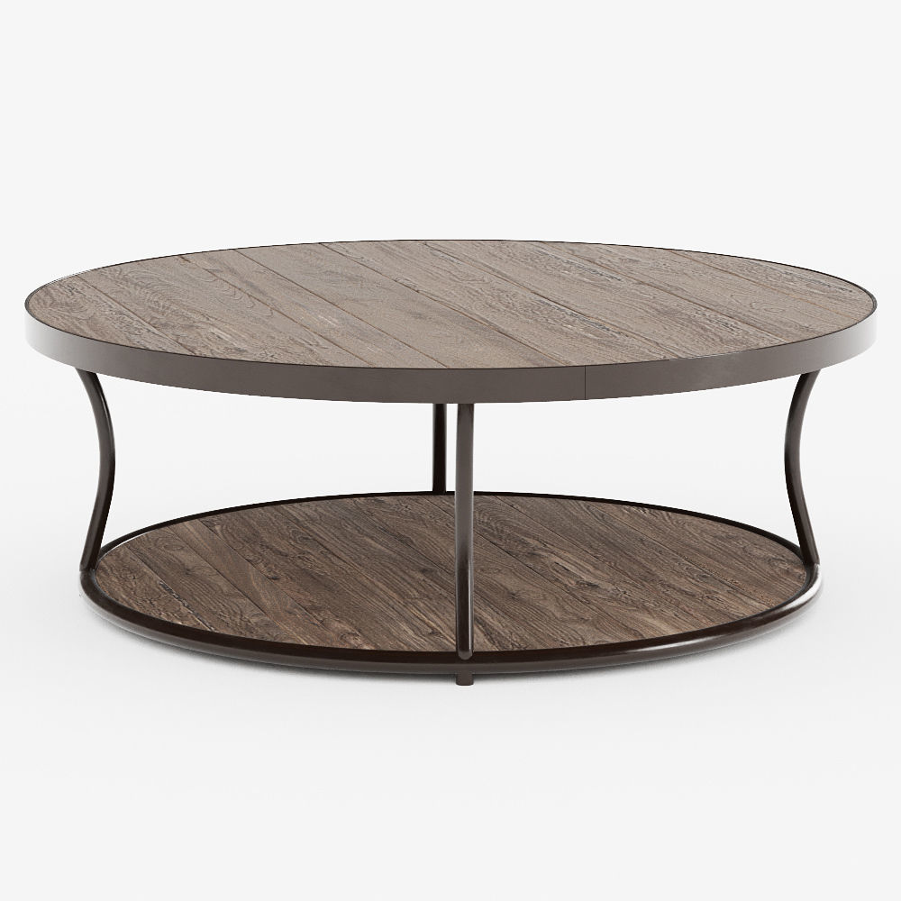 Bentley Round Elm and Iron Coffee Table 3D model_2